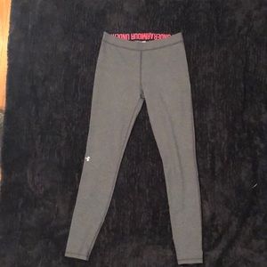 EUC Under Armour leggings, 27 waist. Grey & pink